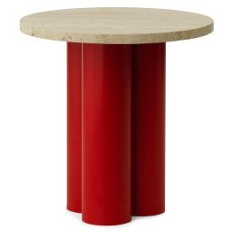 Dit bijzettafel bright red travertine light