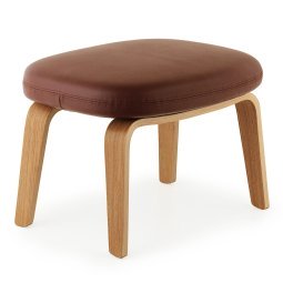 Era Footstool voetenbank met eiken onderstel Leder Tango bruin