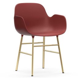 Form Armchair stoel met messing onderstel rood