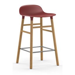 Form Barstool barkruk 65cm met eiken onderstel rood