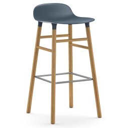 Form Barstool barkruk 75cm met eiken onderstel blauw