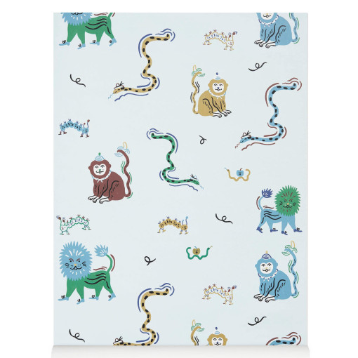 Monkey Fun behang blauw