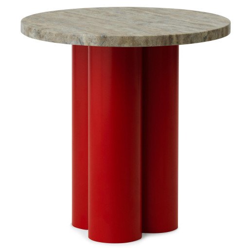 Dit bijzettafel bright red travertine silver