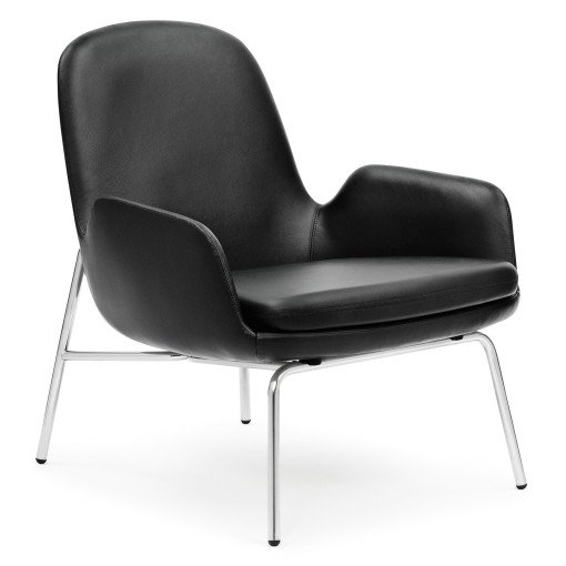 Era Lounge Chair Low loungestoel met verchroomd onderstel Leder Tango zwart
