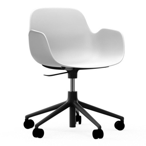 Form Armchair bureaustoel met zwart onderstel, wit
