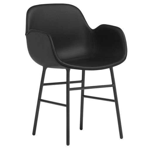 Form armchair stoel gestoffeerd staal Ultra Leather Black