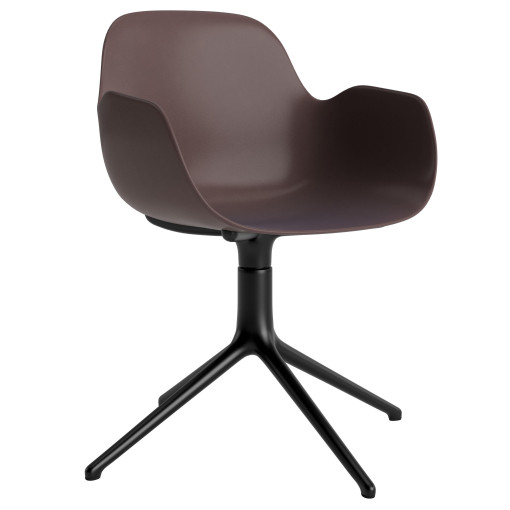 Form Armchair Swivel stoel met zwart onderstel bruin