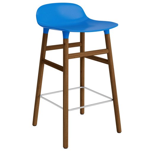 Form Barstool barkruk 65cm met walnoten onderstel felblauw