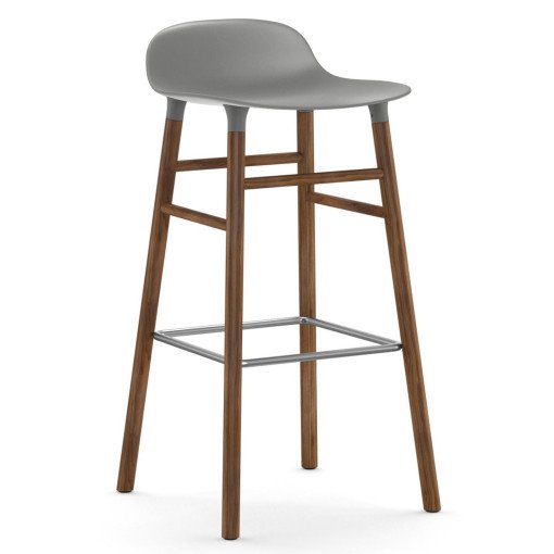 Form Barstool barkruk 75cm met walnoten onderstel grijs