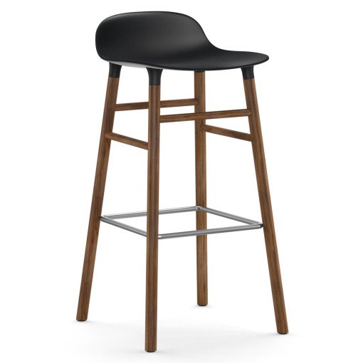 Form Barstool barkruk 75cm met walnoten onderstel zwart