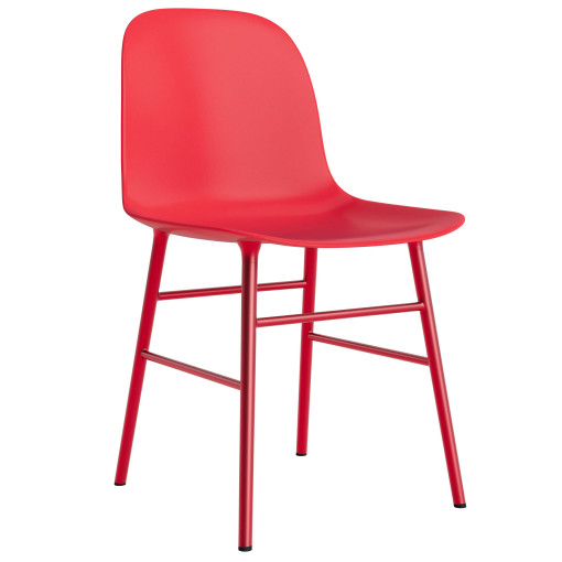Form Chair stoel met stalen onderstel felrood
