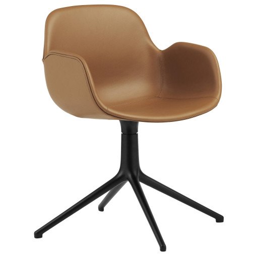 Form swivel armchair stoel stof. zwart Ultra Leather Brandy