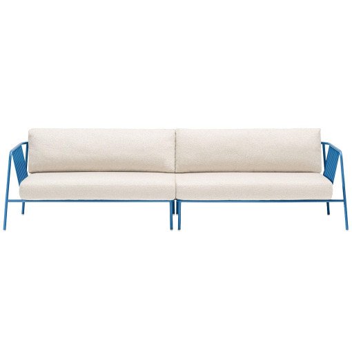 Nolita 4-zits loungebank kussen wit frame blauw