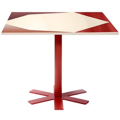 Parrot tafel 90x90 crème-roze patroon