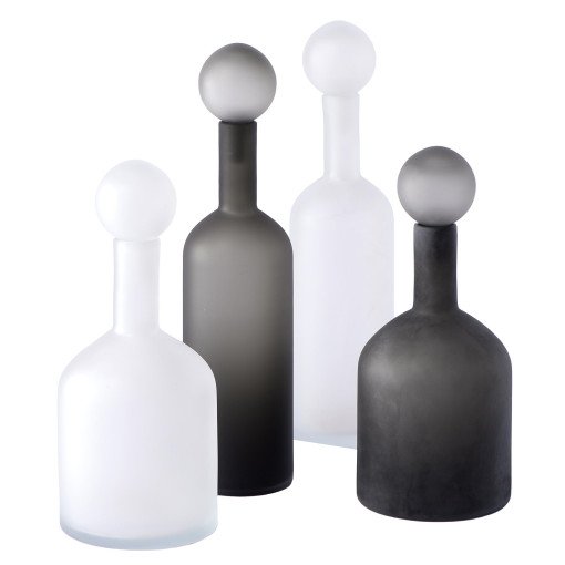 Bubbles & Bottles woondecoratie set van 4 black/white