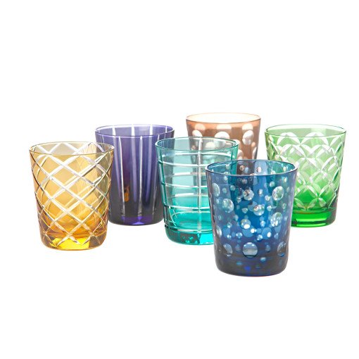 Cuttings glazen set van 6 multicolour