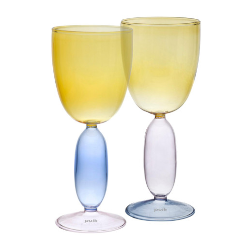 Boon wijnglas Yellow/Pink/Blue set van 2