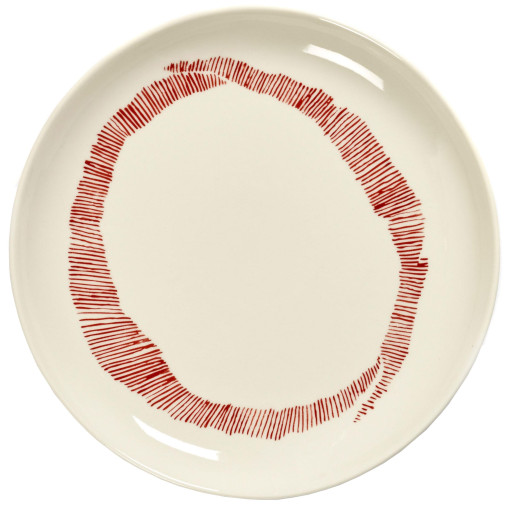 Feast by Ottolenghi ontbijtbord Ø19 white swirl stripes red