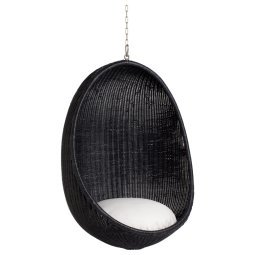 Hanging Egg Outdoor fauteuil zwart met ketting