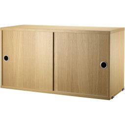 Cabinet with sliding doors 78 x 20 x 37 cm eiken