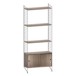 Hoge kast small, zwart/walnoot