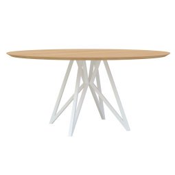 Butterfly Quadpod tafel Ø140, wit frame, hardwax light 3041, verjongd afgerond