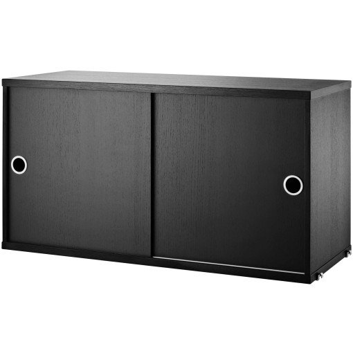 Cabinet with sliding doors 78 x 20 x 37 cm zwart essen