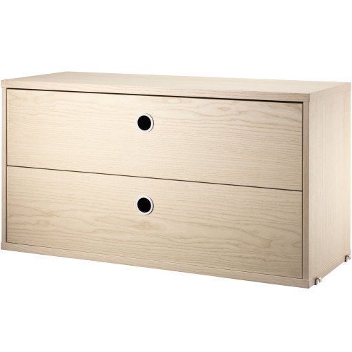 Ladekast met twee lades 78 x 30 x 42 cm naturel essen