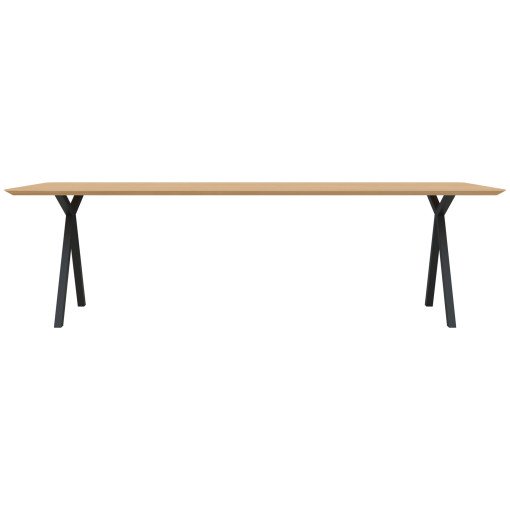 Slim X-Type tafel 200x90 zwart frame, hardwax light 3041, verjongd ronde hoeken