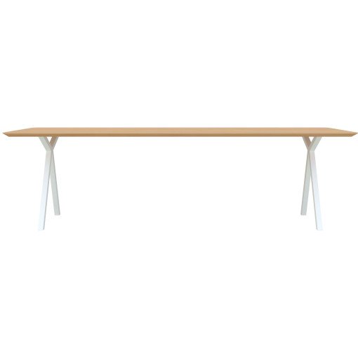Slim X-Type tafel 300x100 wit frame, hardwax light 3041, verjongd ronde hoeken