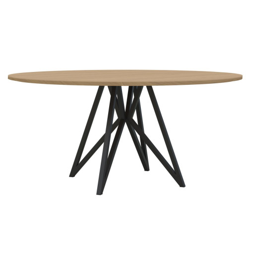Butterfly Quadpod tafel 140, zwart frame, naturel lak, rechte hoeken