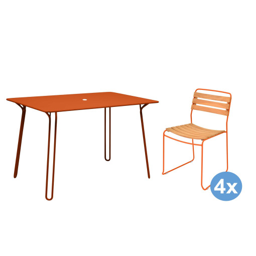 Surprising tuinset 120x77 tafel + 4 Teak stoelen