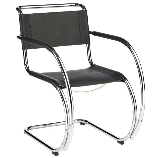 S533 LF fauteuil met armleuning, kernleder zwart