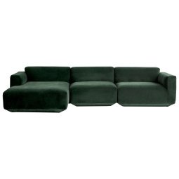 Develius bank 3-zits met chaise longue links Velvet 01 Forest