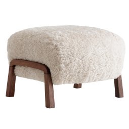 Wulff ottoman walnoot onderstel Sheepskin Moonlight