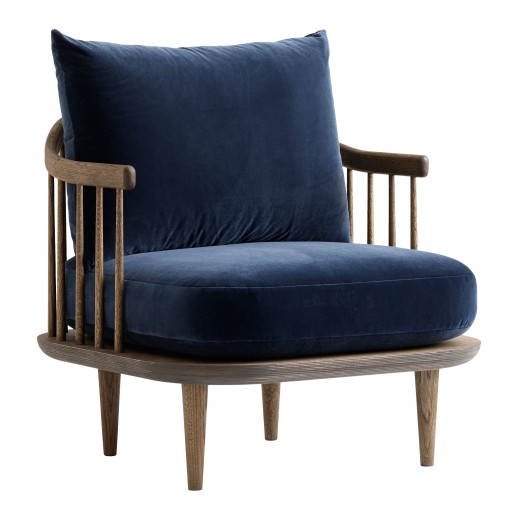 Fly SC10 fauteuil donkerblauw,onderstel gerookt eiken