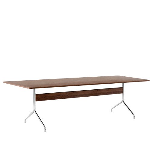 Pavilion AV24 tafel 250x110 chrome onderstel, gelakt walnoot