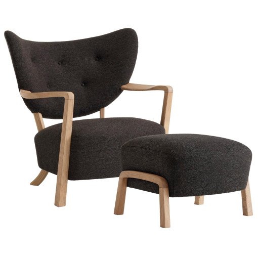 Wulff fauteuil & pouf eiken onderstel hallingdal 376