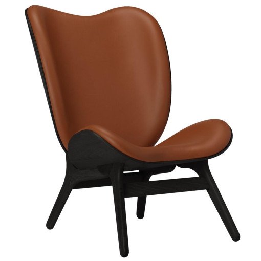 A Conversation Piece Tall fauteuil zwart eiken, leer Cognac