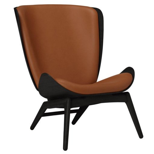 The Reader fauteuil zwart eiken, leer Cognac