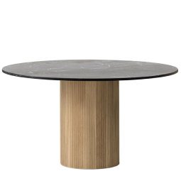 Vipp494 Cabin eettafel Ø130 grey marble, light oak