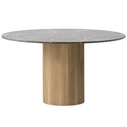 Vipp495 Cabin eettafel Ø150 grey marble, dark oak