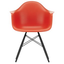 Eames DAW stoel zwart esdoorn onderstel, Poppy Red