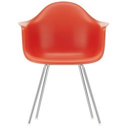 Eames DAX stoel verchroomd onderstel, Poppy Red