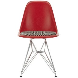 Eames DSR stoel fiberglass vast zitkussen, classic red