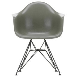 Eames DAR Fiberglass stoel zwart, raw umber