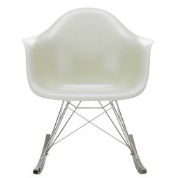 Eames RAR Fiberglass schommelstoel esdoorn donker, parchment