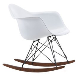 Eames RAR schommelstoel met donker onderstel wit