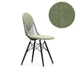 Eames Wire Chair DKW-2 stoel met zwart esdoorn onderstel, Hopsak 87