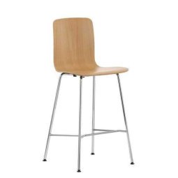 Hal Ply Stool Medium barkruk licht eiken verchroomd onderstel